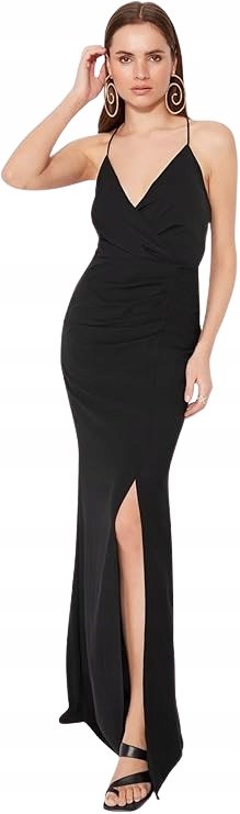 Trendyol TRENDYOL CZARNA SUKIENKA MAXI Z ROZCIĘCIEM NA RAMIĄCZKACH 36 5_A