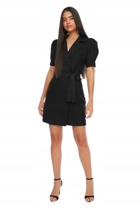 Trendyol TRENDYOL CZARNA SUKIENKA Z PUFIASTYMI RĘKAWAMI I KOŁNIERZYKIEM 38 5BA