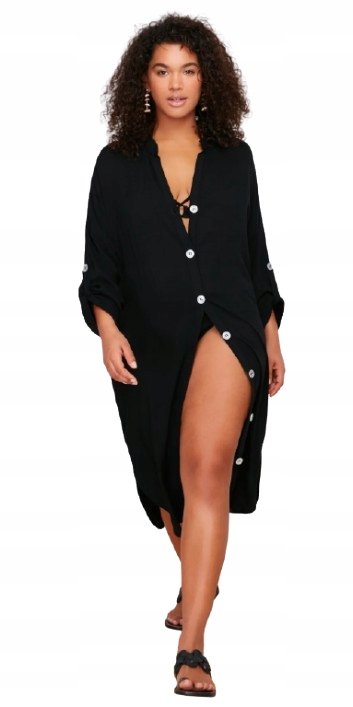 Trendyol TRENDYOL CZARNA TUNIKA PLAŻOWA PLUS SIZE Z GUZIKAMI 52 5_A
