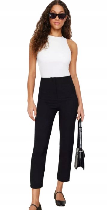 Trendyol TRENDYOL CZARNE ELEGANCKIE SPODNIE Z WYSOKIM STANEM 38 5_A