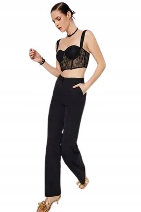 Trendyol TRENDYOL CZARNE SPODNIE CASUAL PROSTE Z WYSOKIM STANEM 36 5_A