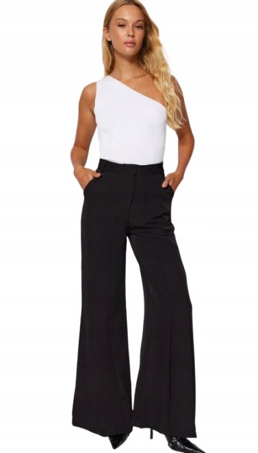 Trendyol TRENDYOL CZARNE SPODNIE DZWONY Z WYSOKIM STANEM CASUAL 34 5BA