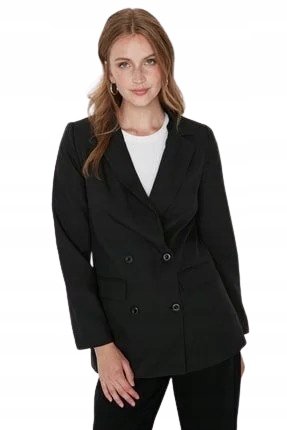 Trendyol TRENDYOL CZARNY DWUWRZĘDOWY ŻAKIET DAMSKI Z KLASYCZNYMI KLAPAMI 36 5_A