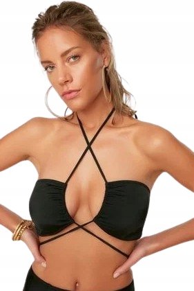 Trendyol TRENDYOL CZARNY TOP WIĄZANY NA SZYI Z DEKOLTEM KOPERTOWYM 36 5AA
