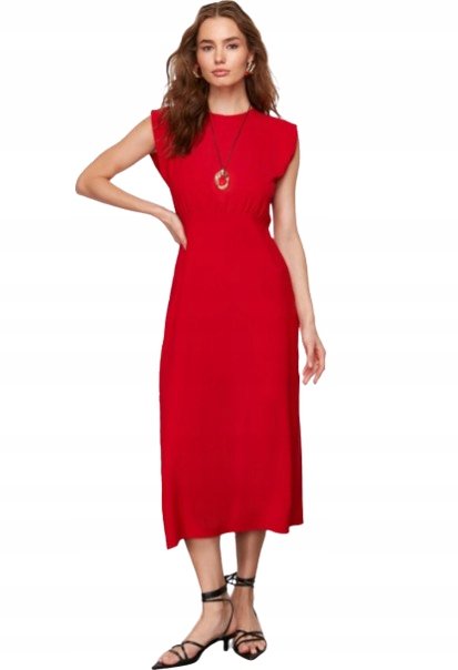 Trendyol TRENDYOL CZERWONA PROSTA SUKIENKA BEZ RĘKAWÓW Z OZDOBĄ 38 5AA