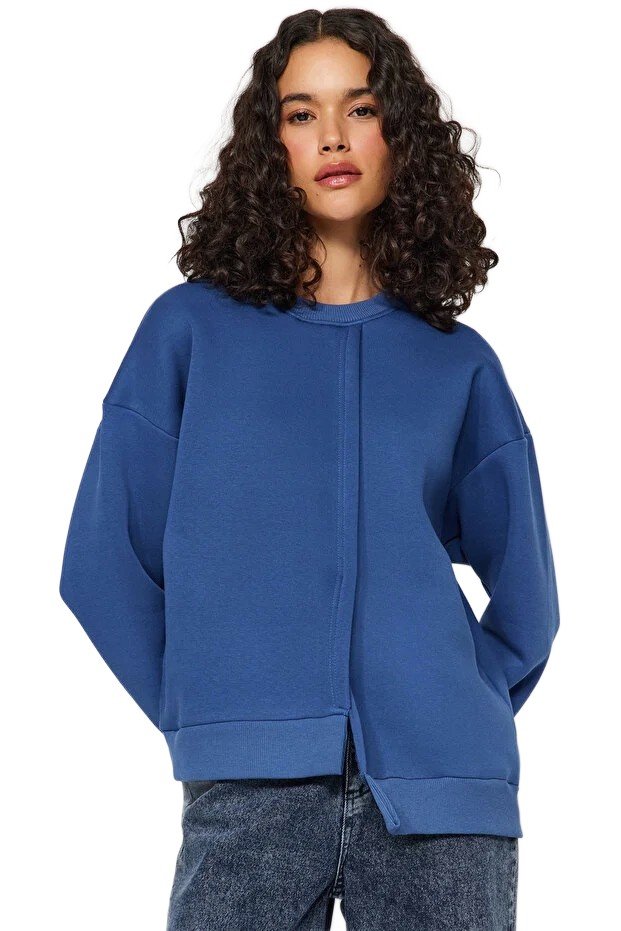 Inny producent TRENDYOL DAMSKA BLUZA NIEBIESKA Z ASYMETRYCZNYM DOŁEM M 5EA*