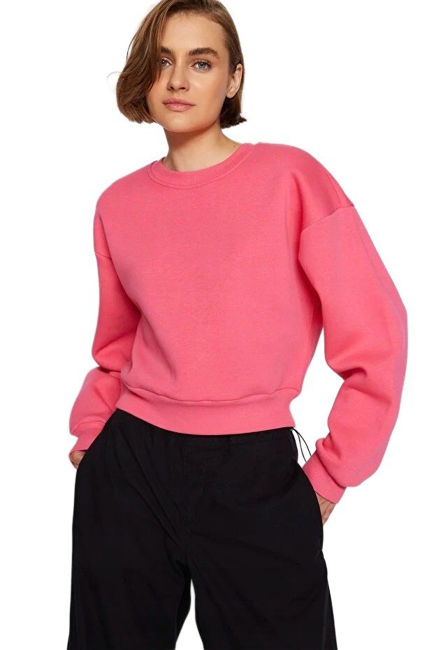 Inny producent TRENDYOL DAMSKA BLUZA RÓŻOWA Z DŁUGIM RĘKAWEM BEZ KAPTURA S 5EA*