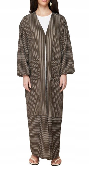 Trendyol TRENDYOL DŁUGA KARDIGAN TUNIKA W PASKI Z KIESZENIAMI 42 5BA