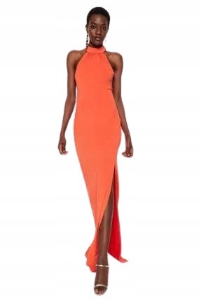 Trendyol TRENDYOL DŁUGA SUKIENKA HALTER Z ROZCIĘCIEM POMARAŃCZOWA 38 5AA