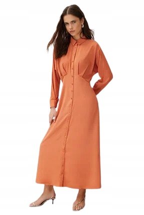 Trendyol TRENDYOL DŁUGA SUKIENKA Z KOŁNIERZYKIEM I DŁUGIM RĘKAWEM 42 5AA