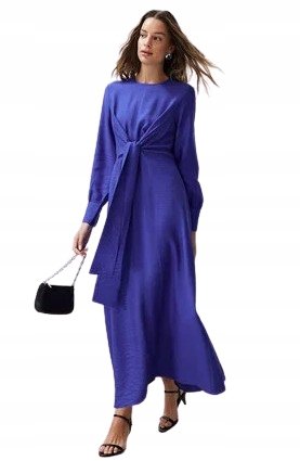 Trendyol TRENDYOL DŁUGA SUKIENKA Z WIĄZANIEM NA PRZODZIE DŁUGI RĘKAW 40 5BA