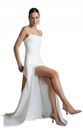 Trendyol TRENDYOL DŁUGA SUKNIA ELEGANCKA BIAŁA Z ROZCIĘCIEM 36 5BA