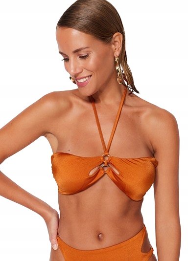 Trendyol TRENDYOL GÓRA OD BIKINI POMARAŃCZOWA WIĄZANA Z WYCIĘCIAMI 42 5BA