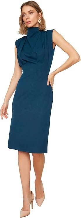 Trendyol TRENDYOL GRANATOWA OŁÓWKOWA SUKIENKA BEZ RĘKAWÓW STÓJKA 38 5_A