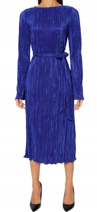 Trendyol TRENDYOL GRANATOWA PLISOWANA SUKIENKA Z WIĄZANIEM DŁUGI RĘKAW 42 5BA