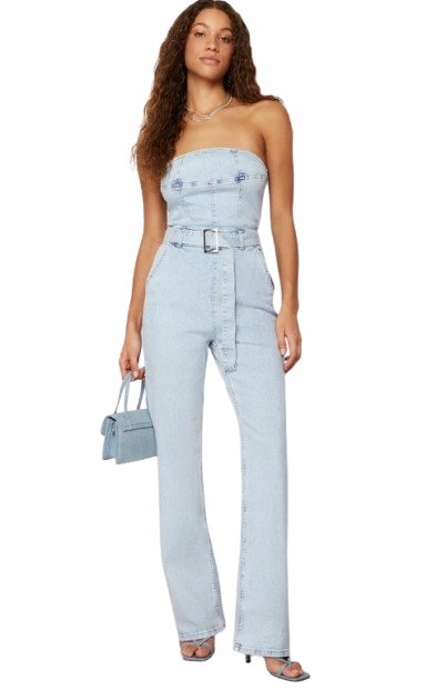 Trendyol TRENDYOL JEANSOWY KOMBINEZON NIEBIESKI Z PASKIEM 36 5AA