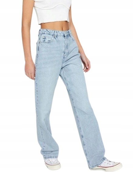 Trendyol TRENDYOL JEANSY DAMSKIE PROSTE DŁUGIE WYSOKI STAN NIEBIESKIE 36 5AA