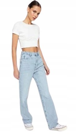 Trendyol TRENDYOL JEANSY DAMSKIE STREET STYLE DŁUGIE PROSTE WYSOKI STAN 34 5AA