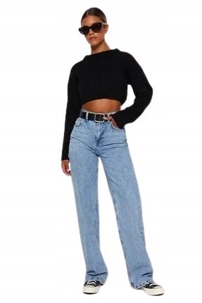 Trendyol TRENDYOL JEANSY MOM JEANS DŁUGIE ŚREDNI STAN PRZETARCIA 38 5_A