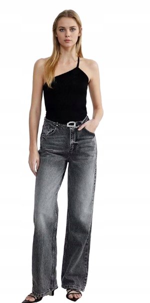 Trendyol TRENDYOL JEANSY MOM JEANS SZARE Z WYSOKIM STANEM 38 5AA