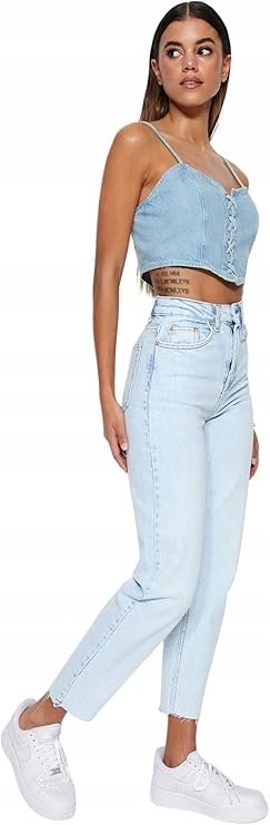 Trendyol TRENDYOL JEANSY MOM JEANS WYSOKI STAN JASNONIEBIESKIE 42 5BA