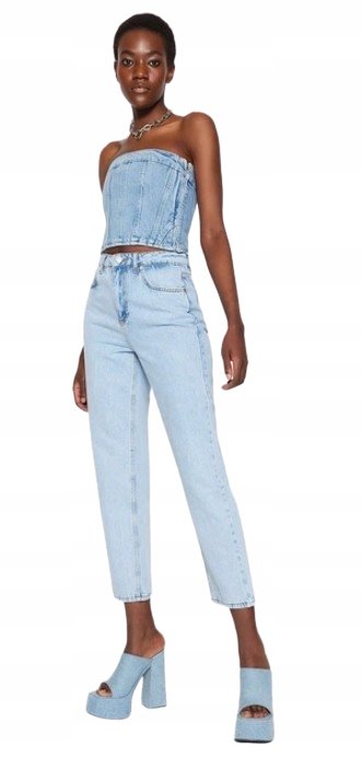 Trendyol TRENDYOL JEANSY MOM JEANS WYSOKI STAN JASNY NIEBIESKI 36 5AA