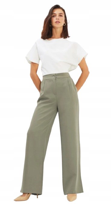 Trendyol TRENDYOL KLASYCZNE SPODNIE CHINOS W KOLORZE KHAKI Z ZASZEWKAMI 38 5BA