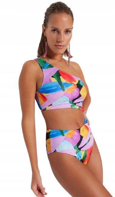 Trendyol TRENDYOL KOLOROWY JEDNOCZĘŚCIOWY STRÓJ KĄPIELOWY Z JEDNYM RAMIENIEM 40 5_A