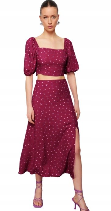 Trendyol TRENDYOL KOMPLET DAMSKI RÓŻOWY W KROPKI Z ROZCIĘCIEM 38 5BA