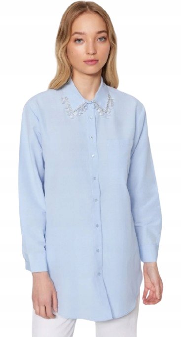 Trendyol TRENDYOL KOSZULA Z DŁUGIM RĘKAWEM Z OZDOBNYM KOŁNIERZYKIEM 40 5AA