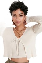 TRENDYOL KRÓTKI SWETER DAMSKI Z WIĄZANIEM I PRĄŻKOWANIEM BEŻOWY L 5EA* Trendyol