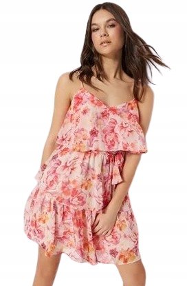Trendyol TRENDYOL KWIATOWA SUKIENKA NA RAMIĄCZKACH Z FALBANĄ 34 5BA