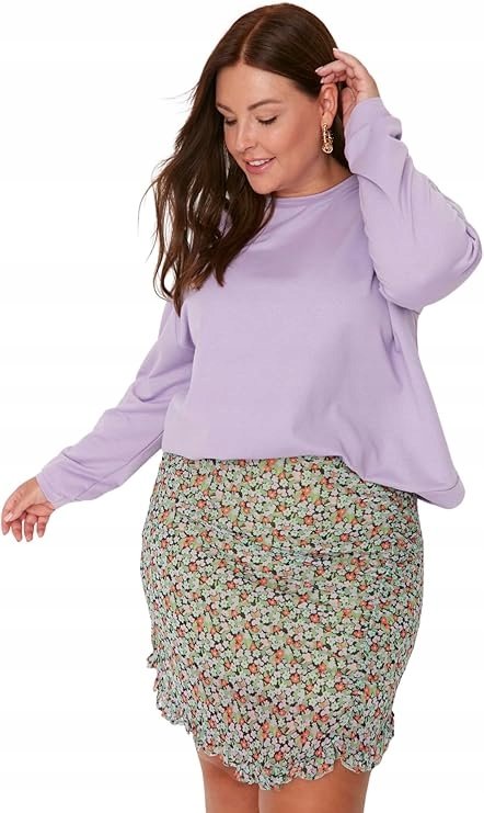 Trendyol TRENDYOL LILA BLUZA Z OKRĄGŁYM DEKOLTEM I GŁADKIM WYKOŃCZENIEM 46 6BA