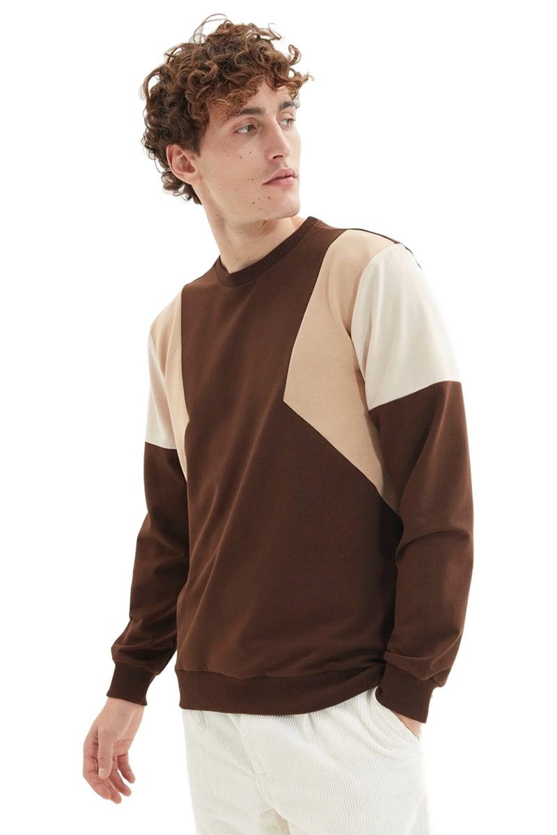 Trendyol TRENDYOL MAN BLUZA MĘSKA BRĄZOWA BEŻOWA WIELOKOLOROWA XS 5DA
