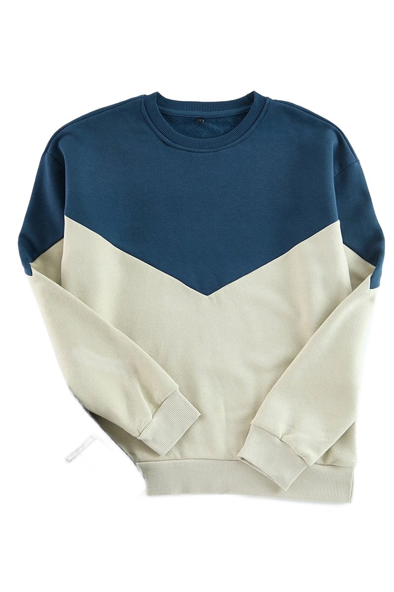 Trendyol TRENDYOL MAN BLUZA MĘSKA W KOLORZE BEŻOWO NIEBIESKIM L 5DA