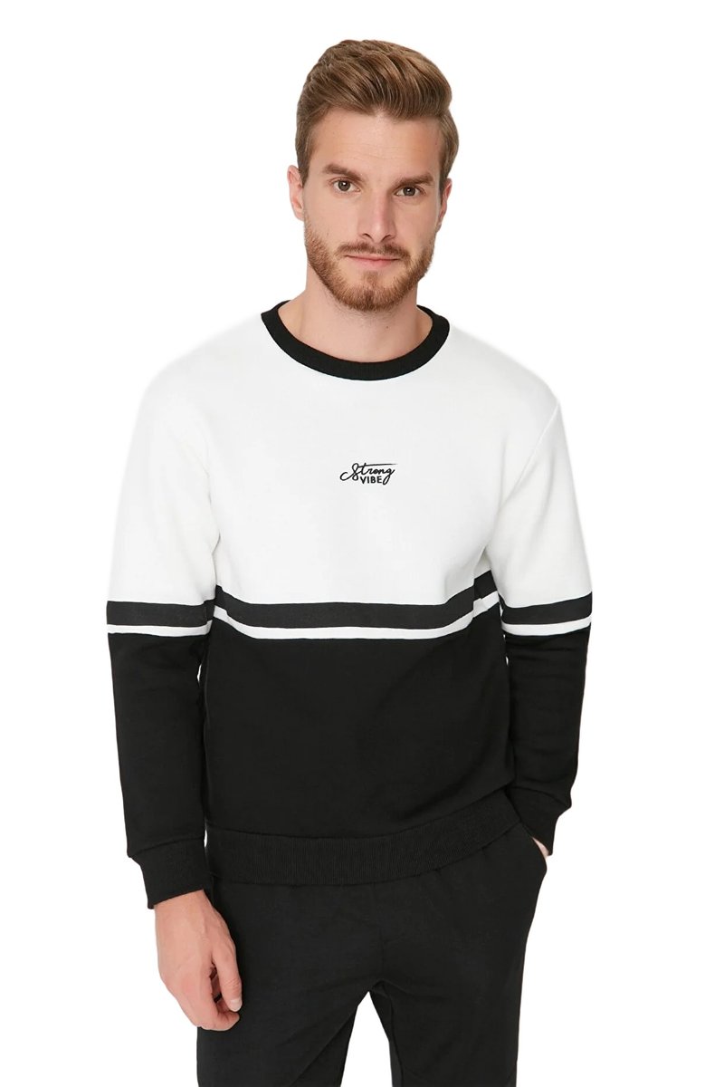 Trendyol TRENDYOL MAN BLUZA MĘSKA W KOLORZE BIAŁO CZARNYM XL 5DA