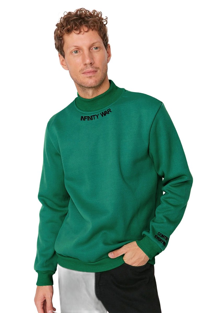 Trendyol TRENDYOL MAN BLUZA MĘSKA ZIELONA Z DŁUGIM RĘKAWEM I STÓJKĄ XL 5DA