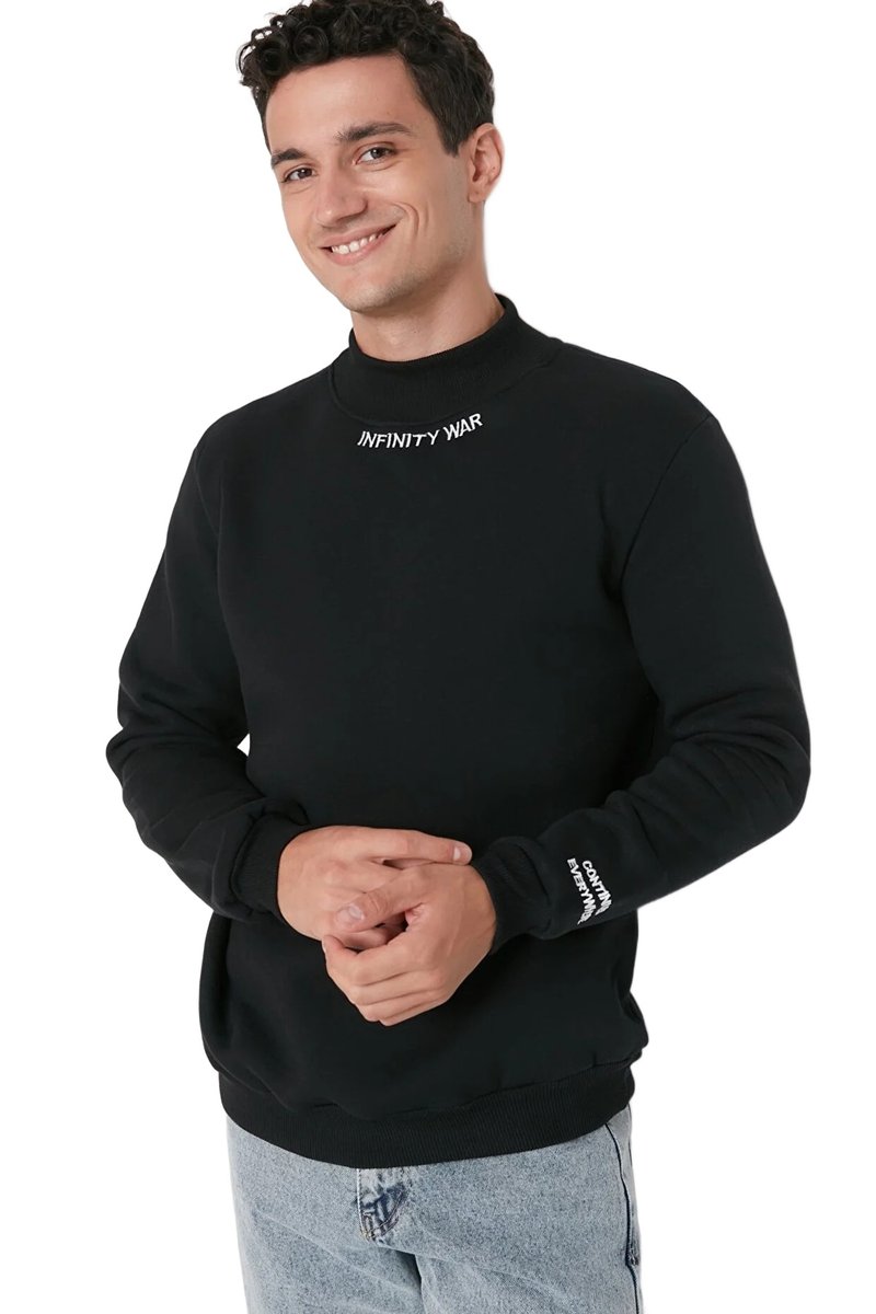 Trendyol TRENDYOL MAN CZARNA BLUZA MĘSKA Z DŁUGIM RĘKAWEM I STÓJKĄ XXL 5DA