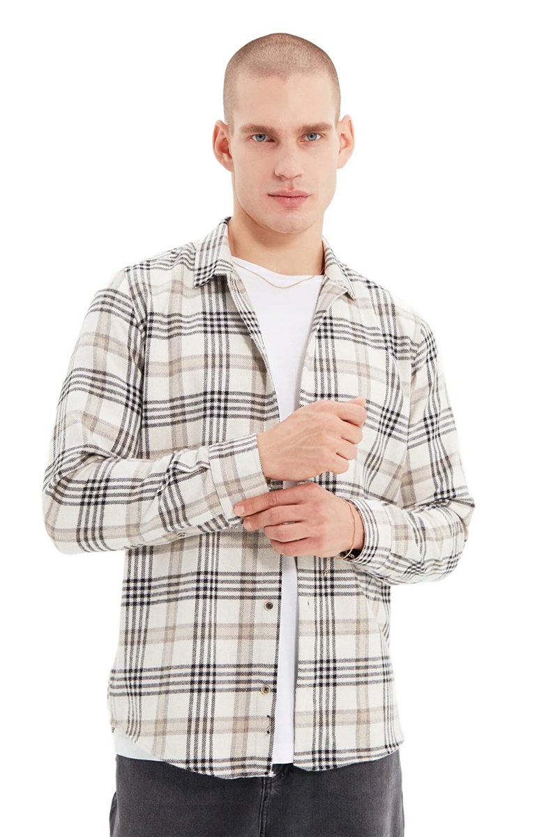Trendyol TRENDYOL MAN KOSZULA MĘSKA CASUAL W KRATĘ DŁUGI RĘKAW KOŁNIERZYK M 5DA