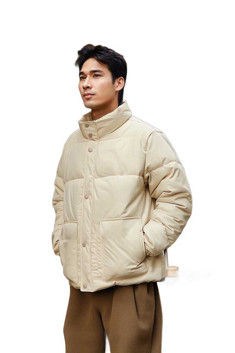 Trendyol TRENDYOL MAN KURTKA MĘSKA BEŻOWA PIKOWANA Z ZAPIĘCIEM NA GUZIKI XL 5DA