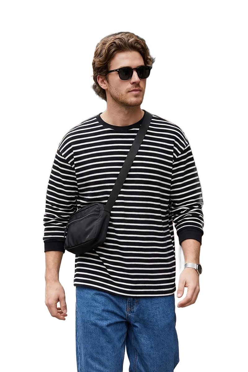 Trendyol TRENDYOL MAN MĘSKA BLUZA W PASKI Z OKRĄGŁYM DEKOLTEM DŁUGI RĘKAW M 5DA