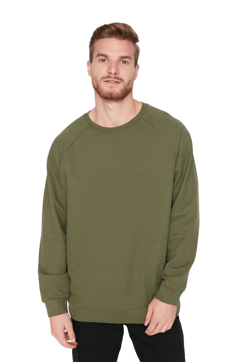 Trendyol TRENDYOL MAN MĘSKA BLUZA Z I OKRĄGŁYM DEKOLTEM ZIELONA XL 5DA