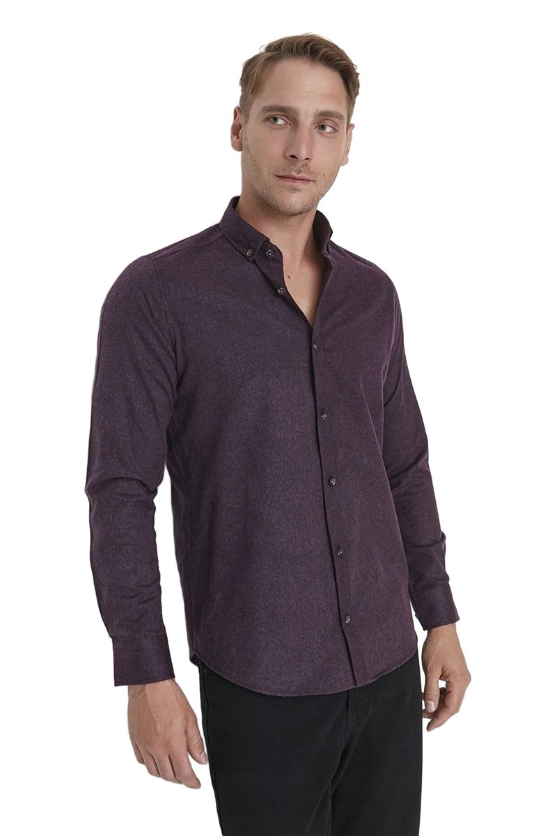 Trendyol TRENDYOL MAN MĘSKA KOSZULA CASUAL DŁUGI RĘKAW FIOLETOWA MELANŻ XL 5DA