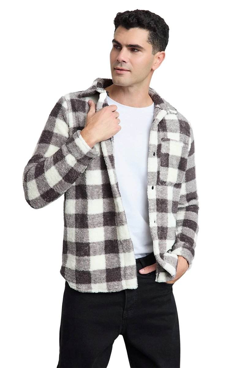 Trendyol TRENDYOL MAN MĘSKA KOSZULA CASUAL W KRATĘ Z KIESZENIĄ PLUSZOWA XL 5DA
