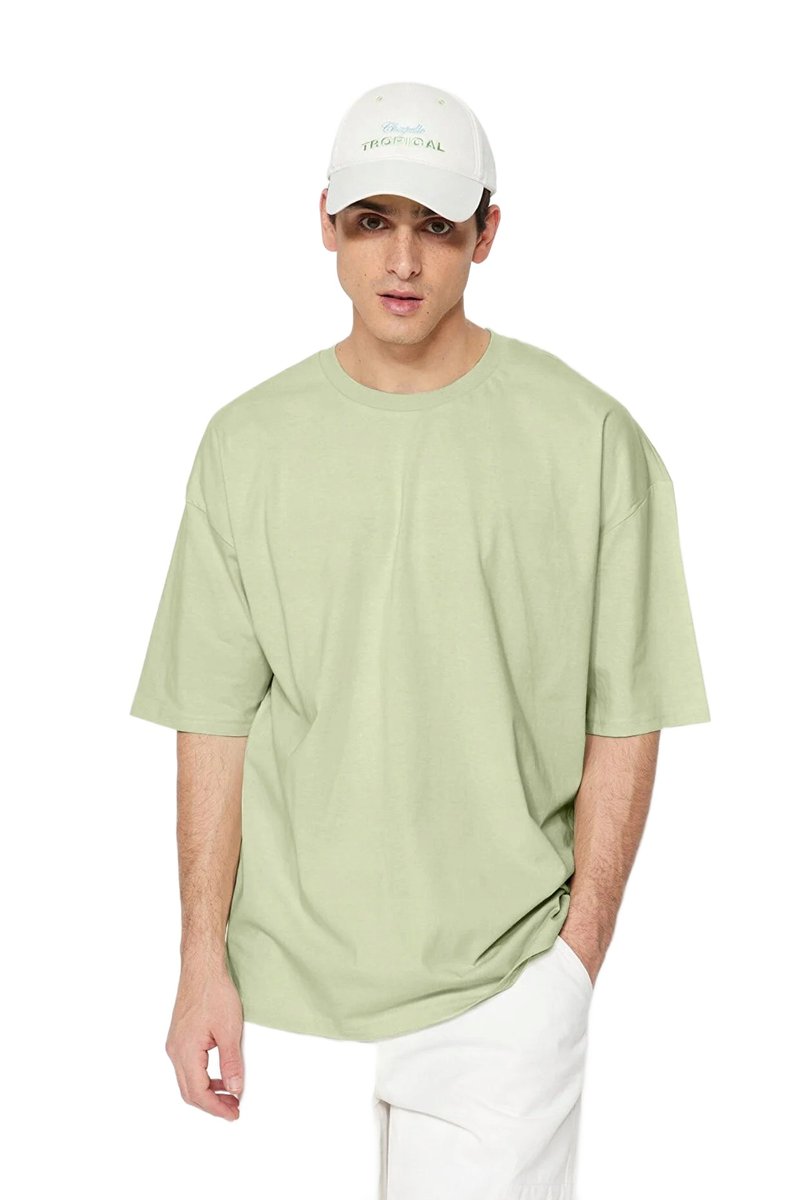 Trendyol TRENDYOL MAN MĘSKI T-SHIRT Z OKRĄGŁYM DEKOLTEM W KOLORZE ZIELONYM L 5DA