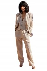 Trendyol TRENDYOL MARYNARKA JEDNORZĘDOWA BEŻOWA W PASKI Z PODSZEWKĄ 38 5AA