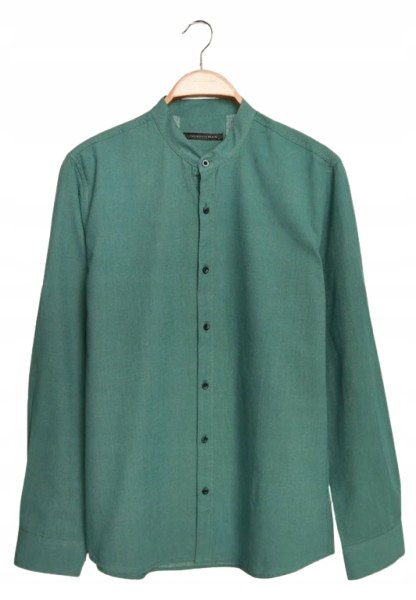 Trendyol TRENDYOL MĘSKA ZIELONA KOSZULA CASUAL Z KOŁNIERZYKIEM STÓJKA M 5_A