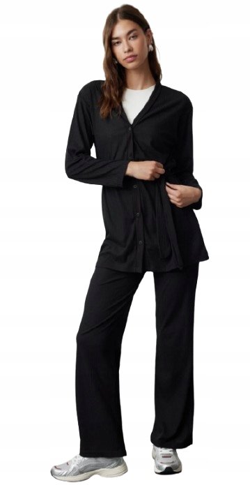 Trendyol TRENDYOL MODEST CZARNY KOMPLET DAMSKI Z PASKIEM I GUZIKAMI 36 5_A