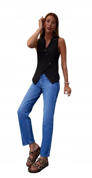 Trendyol TRENDYOL NIEBIESKIE JEANSY MOM JEANS Z PRZETARCIAMI 38 5_A