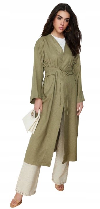 Trendyol TRENDYOL OLIWKOWE KIMONO Z WIĄZANIEM W PASIE DŁUGI RĘKAW 44 5_A